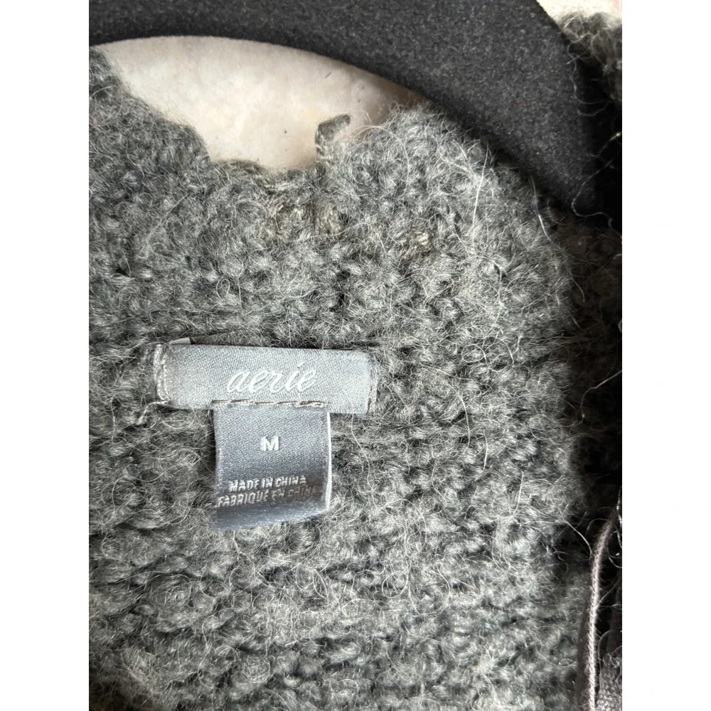 Aerie Womens‎ Gray Wool Alpaca Blend Open Front Cardigan Sweater Size Medium